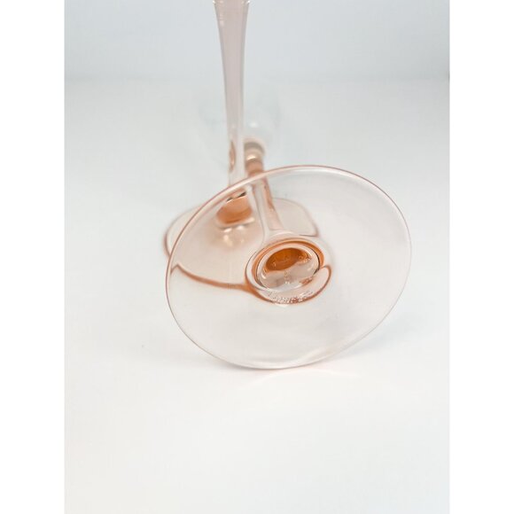 Set of 2 vintage 80s pink stem champagne flutes by Luminarc - Picture 4 of 4